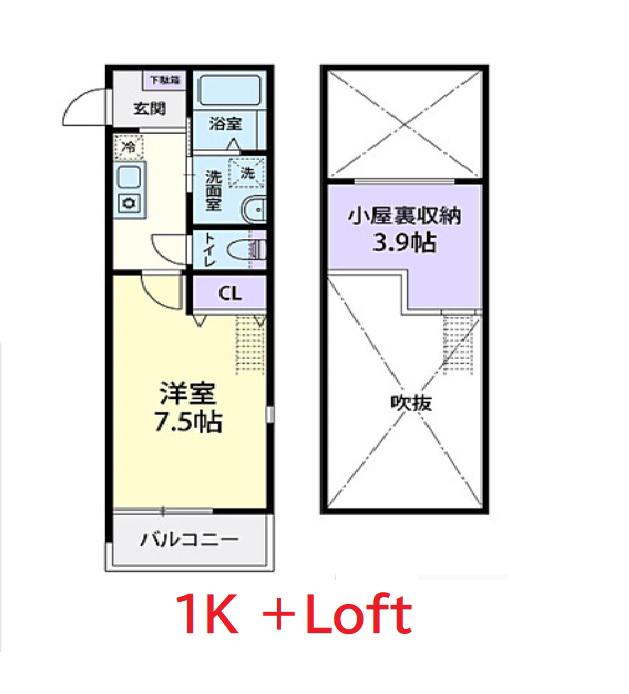 RAFFINE 栃木 (1LK/2階)の間取り写真