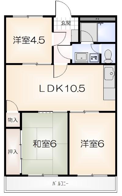 東洋ハイツ(3LDK/4階)の間取り写真