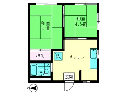 まるにコーポ(2DK/2階)の間取り写真