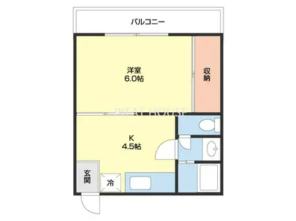 Uビル(1K/2階)の間取り写真