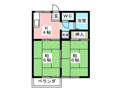 美松荘(2K/2階)の間取り写真
