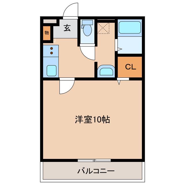 CRESCENNE クレシェンヌ(1K/2階)の間取り写真