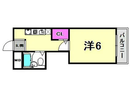 ラピート兵庫(1K/2階)の間取り写真