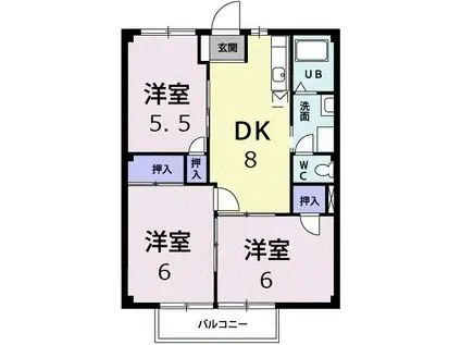 ニューシティ西本(3DK/2階)の間取り写真