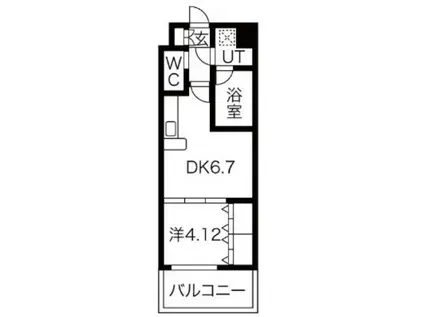 CHOEI65プレジオ中津(1DK/2階)の間取り写真