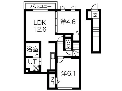 カーサフェリーチェII(2LDK/2階)の間取り写真