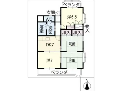 野田マンション(4DK/4階)の間取り写真