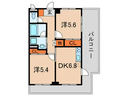六甲サンピナコテカ(2DK/3階)の間取り写真