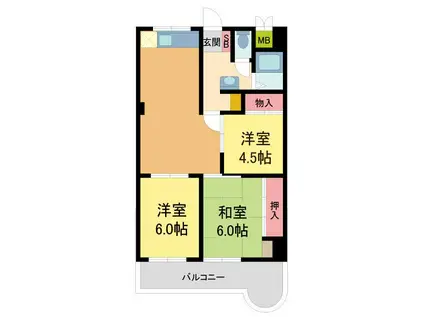 東朋第一マンション(3LDK/3階)の間取り写真