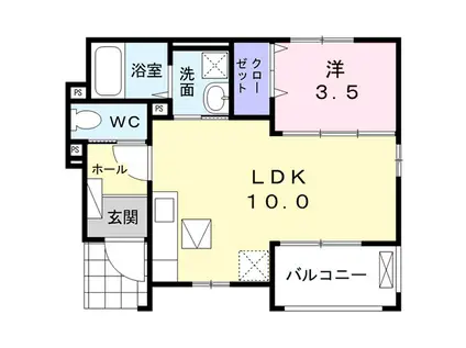 モダンハウス・ケー I(1LDK/1階)の間取り写真