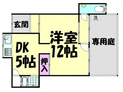 北和荘(1DK/1階)の間取り写真