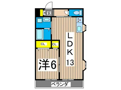 アルプ戸塚(1LDK/2階)の間取り写真