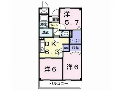 ユーアイマンション赤坂(3DK/4階)の間取り写真