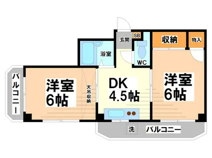 三鷹台パークハイツ(2DK/3階)の間取り写真