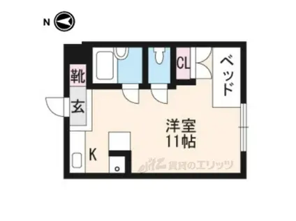 クレセント久津川(1K/3階)の間取り写真