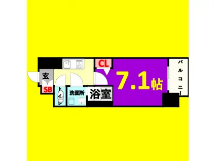 S-RESIDENCE熱田一番(1K/8階)の間取り写真