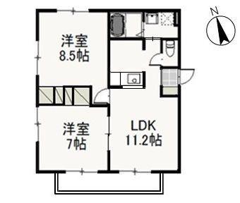 ティエラ B(2LDK/2階)の間取り写真