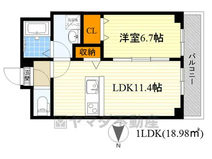 KSレジデンス江坂西(1LDK/3階)の間取り写真