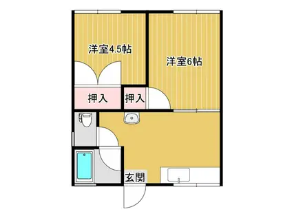 コーポ赤崎(2DK/1階)の間取り写真