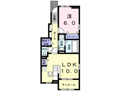ベル オーヴVIII B(1LDK/1階)の間取り写真