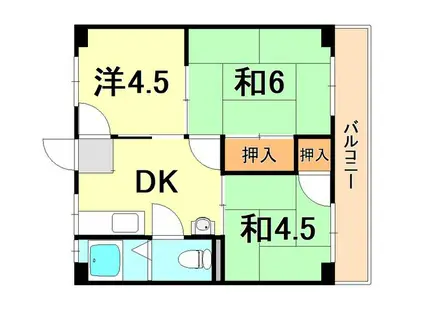 マンション朝霧2号館(3DK/3階)の間取り写真