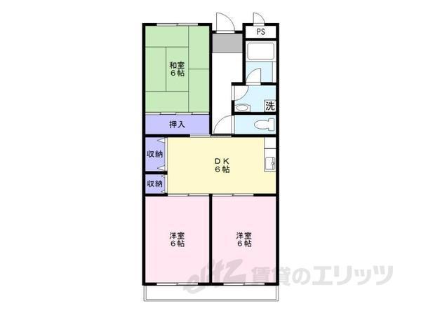 マンション亨(3DK/3階)の間取り写真