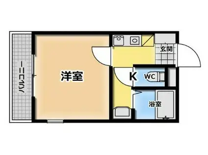 京都ハウジングコーポ西平山(1K/3階)の間取り写真