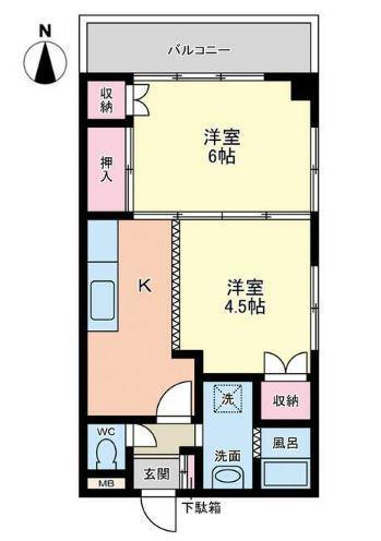 ダイアパレス丸の内410(2K/4階)の間取り写真