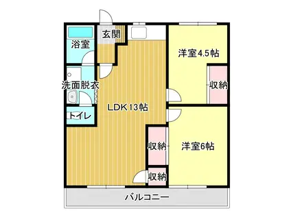 ファミール神田(2LDK/1階)の間取り写真