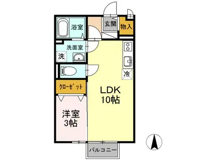 エストゥディオA棟(1LDK/2階)の間取り写真
