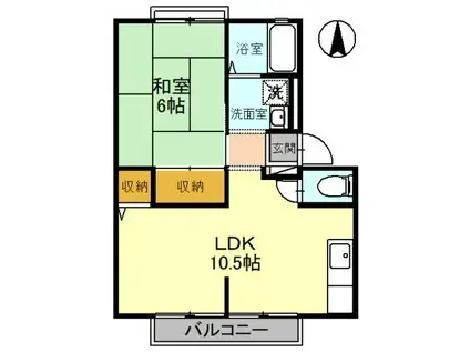 サンライフサルビア(1LDK/2階)の間取り写真