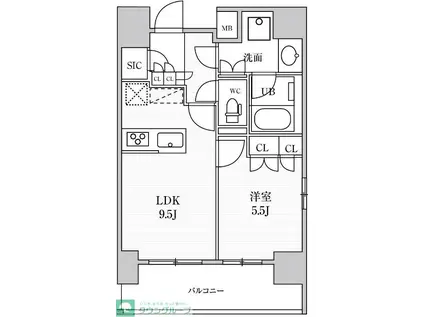 シーズンフラッツ上野稲荷町(1LDK/9階)の間取り写真