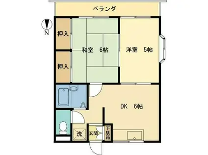 プリンスコート(2DK/1階)の間取り写真