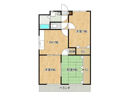 アドバンス(3DK/2階)の間取り写真