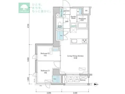 デュオフラッツ篠崎(2LDK/7階)の間取り写真