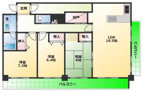 ラックス常磐町(3SLDK/2階)の間取り写真