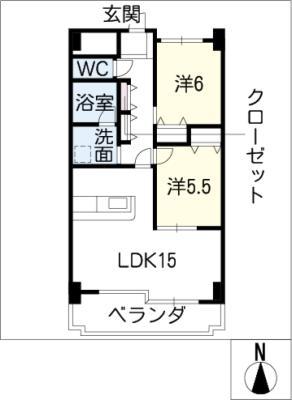 レジデンスタツミ(2LDK/3階)の間取り写真