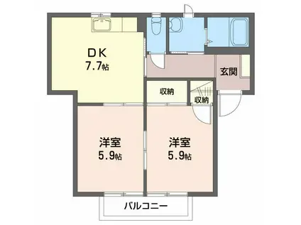 フレグランス喜多川(2DK/2階)の間取り写真