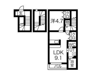 協和II(1LDK/3階)の間取り写真