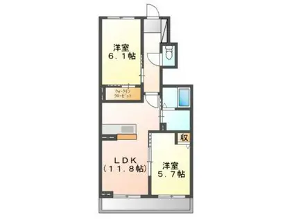 シャーメゾン瀬戸(2LDK/1階)の間取り写真