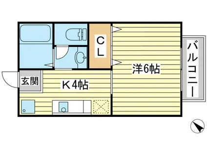 ヴィラフォレスト(1K/1階)の間取り写真