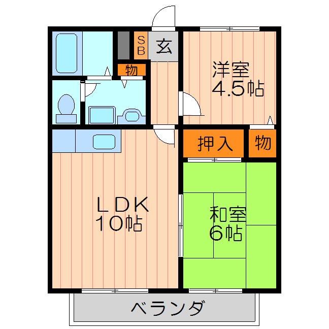 エスポワールA(2LDK/1階)の間取り写真