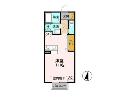 セジュールシャイン(ワンルーム/2階)の間取り写真