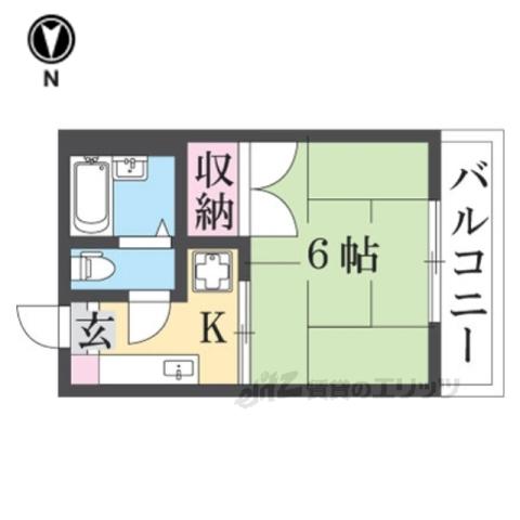 エスト香里(1K/2階)の間取り写真