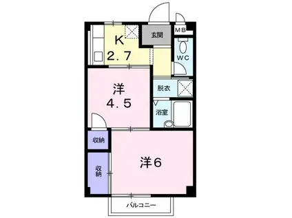 アーククロス(2K/2階)の間取り写真