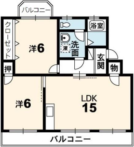 佐藤ハイツ(2LDK/3階)の間取り写真