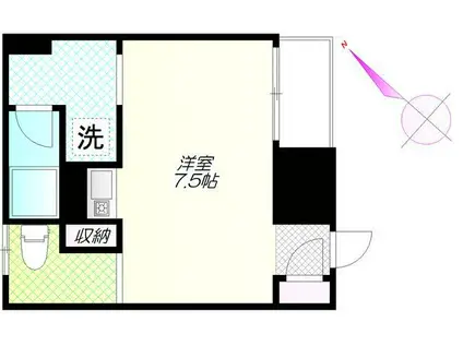 サンダーソンレジデンス(ワンルーム/2階)の間取り写真