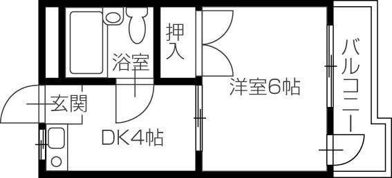 コーポ桑村(1DK/4階)の間取り写真