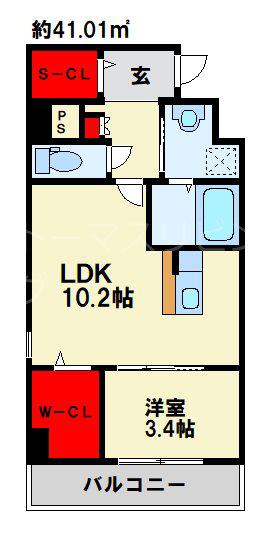 エンラージ・タワー(1LDK/5階)の間取り写真