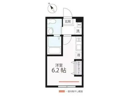 ハーミットクラブハウス 二俣川III(ワンルーム/1階)の間取り写真